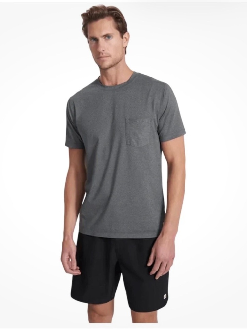 Vuori Tradewind Performance
Pocket Tee, Heather Gray, UPF 30,
Men's size M